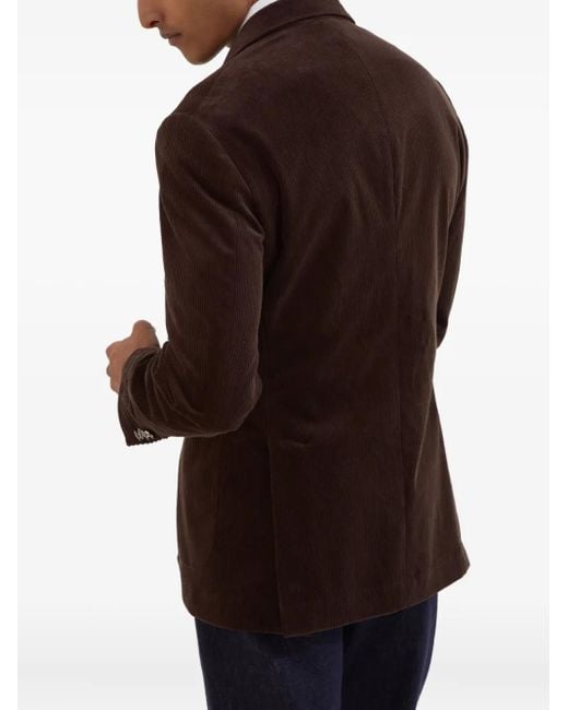 Brunello Cucinelli Brown Cotton Double-Breasted Jacket for men