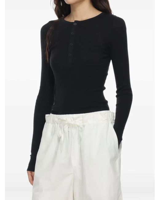 Top A Maniche Lunghe Con Scollo Serafino di Auralee in Blue
