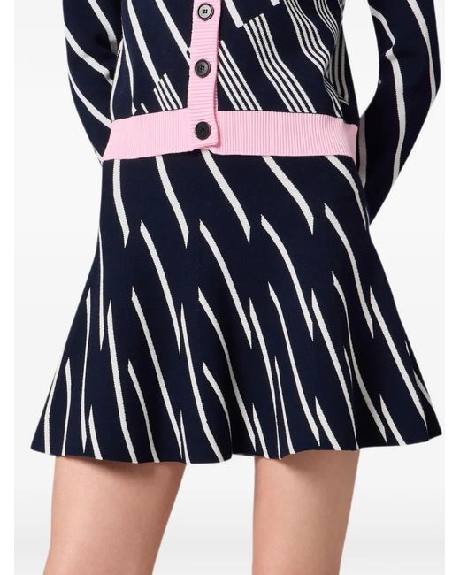 MSGM Blue Diagonal-Stripe Mini Skirt