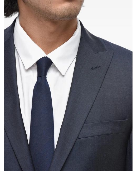 Corneliani Blue Single-Breasted Peak-Lapel Suit for men