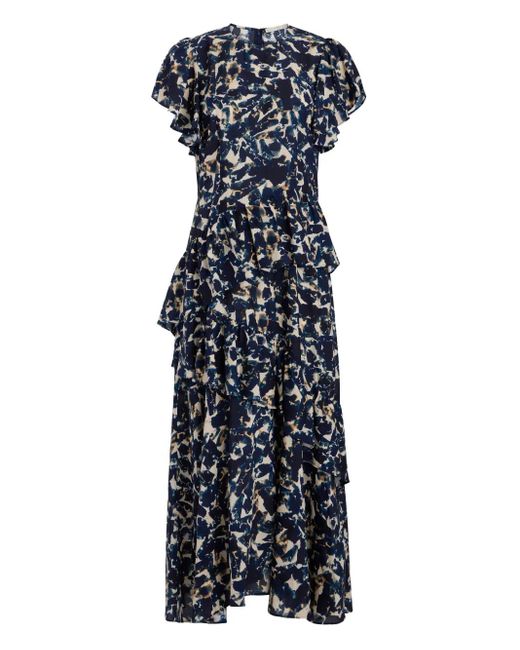 Marie Oliver Blue Quinby Ruffled Maxi Dress