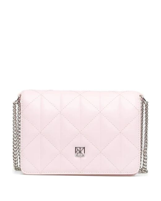 Borsa Mini Con Placca Logo di Calvin Klein in Pink