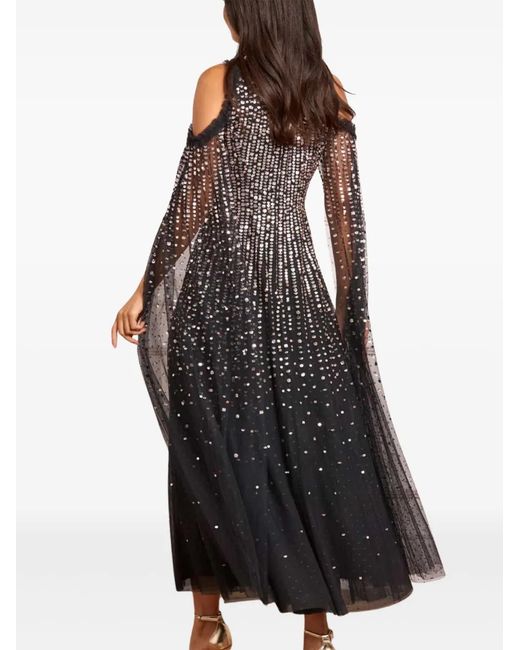 Needle & Thread Black Moonlight Cape-Detail Midi Dress