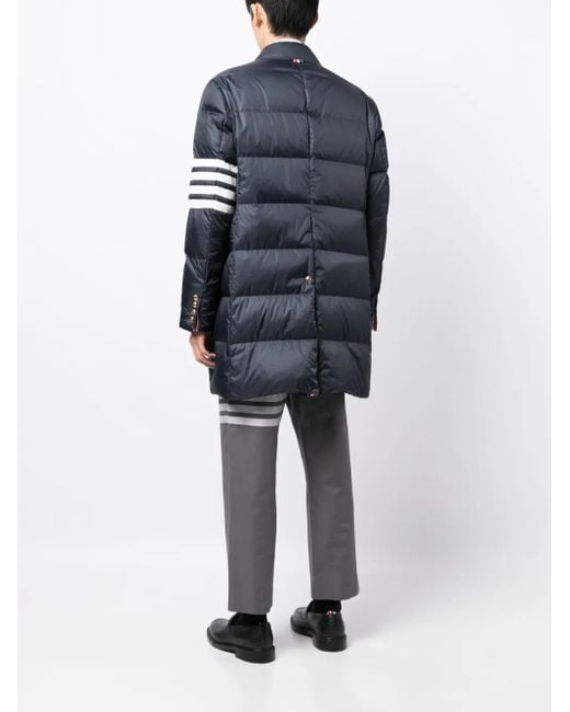 Thom Browne Blue 4-Bar Matte Nylon Coat for men