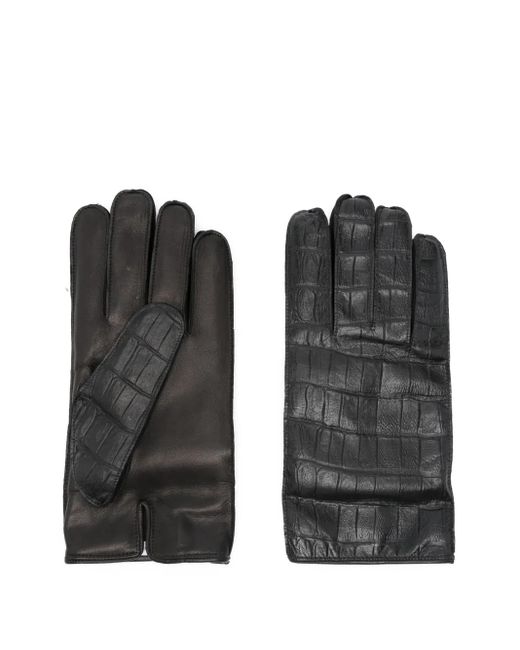 Lardini Handschuhe aus Leder mit Kroko-Effekt in Black für Herren