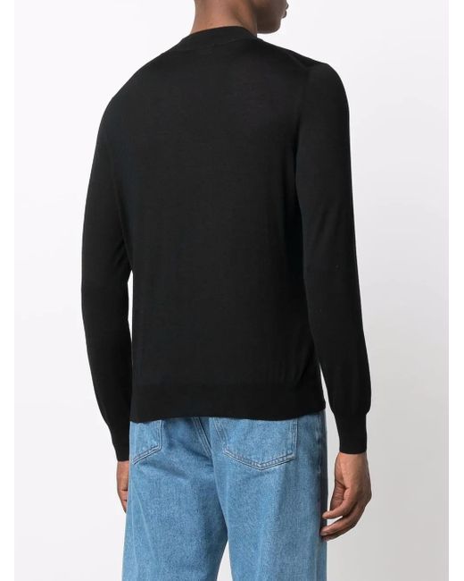 Barba Napoli Black Crew-Neck Knit Jumper for men
