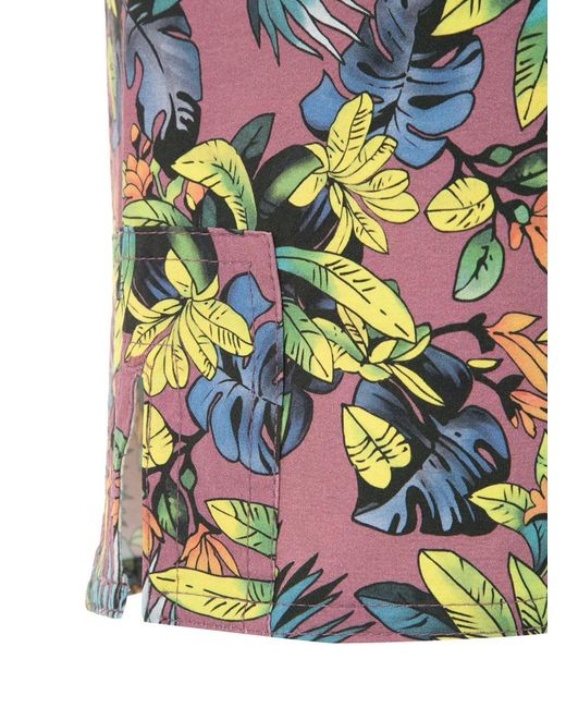 Amir Slama Blue Foliage Print Swim Short for men