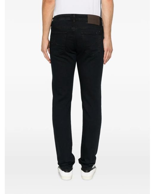 Jacob Cohen Black Embroidered-Logo Jeans for men