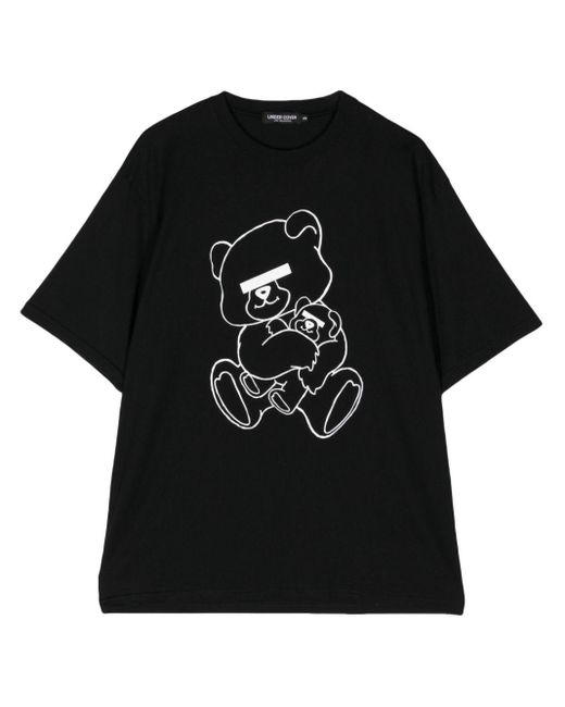Undercover Black Bear-print Cotton T-shirt for men