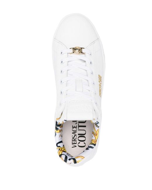 Versace Court Leren Sneakers in het White