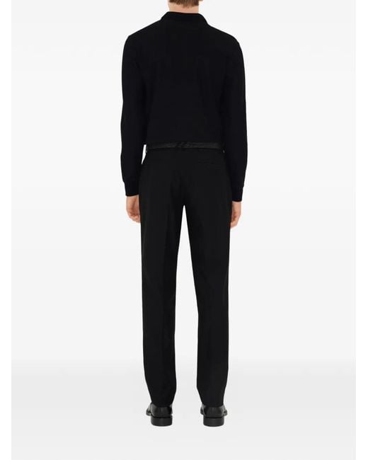 Burberry Black Long-Sleeve Cotton Polo Shirt for men