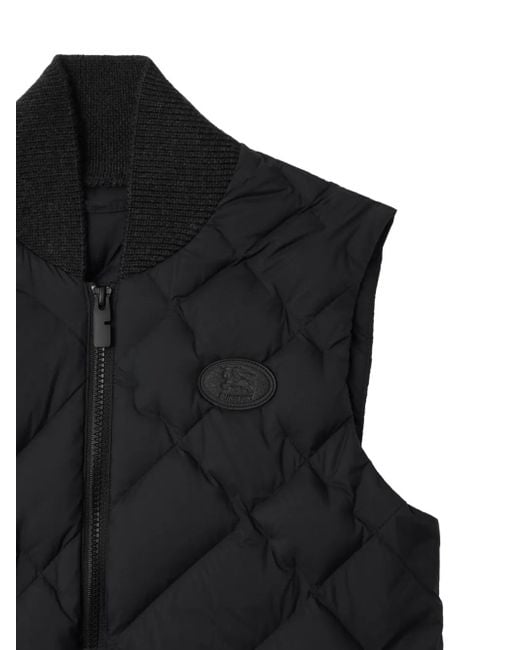 Burberry Black Check-Stitch Nylon Devonside Gilet