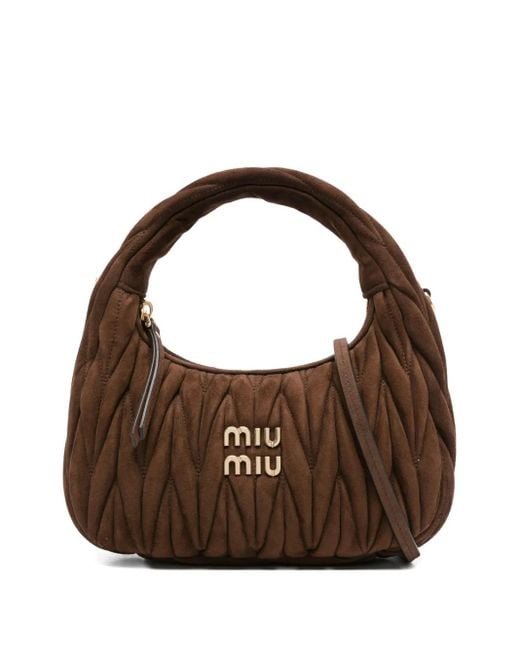 Bolso shopper Wander de matelassé Miu Miu de color Brown