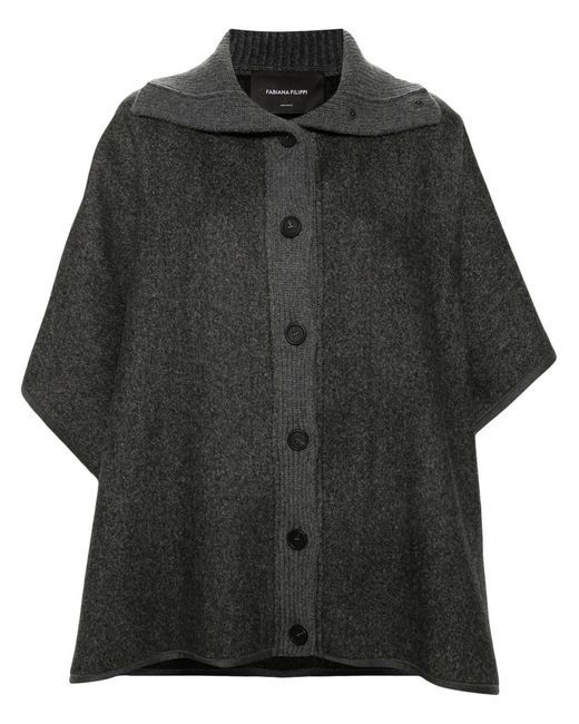 Fabiana Filippi Black Filo Diamante Diagonal Double Cape