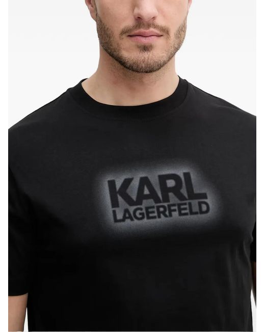 Karl Lagerfeld Black Logo-Print T-Shirt for men