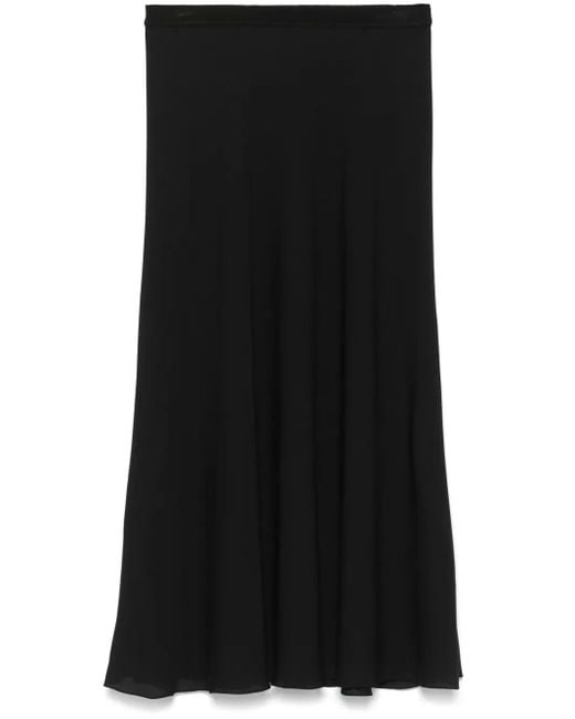 Theory Black A-Line Silk Skirt With Elasticated Waist