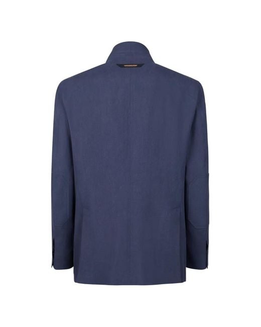 Sease Blue Single-Breasted Patch-Pocket Blazer for men