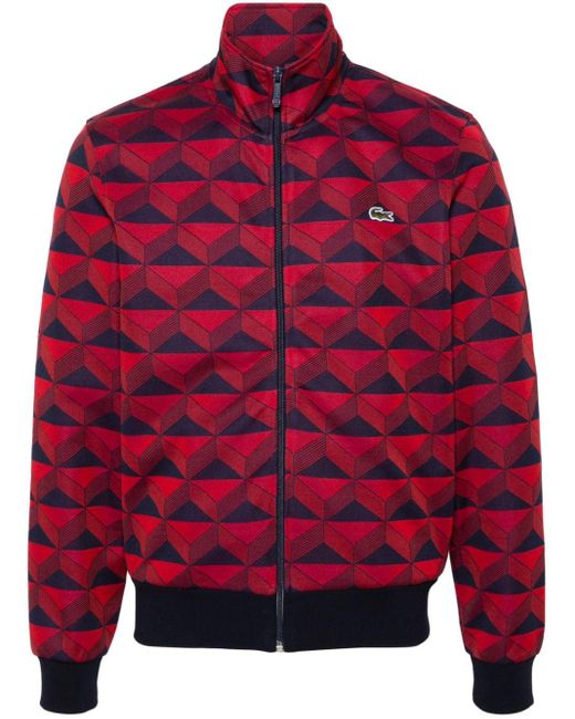 Lacoste Red Sweatshirtjacke mit geometrischem Muster