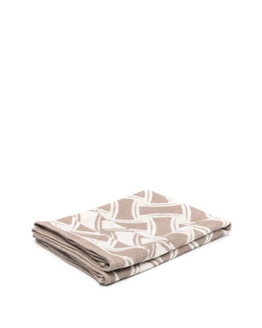 Drumohr White Patterned-jacquard Beach Towel
