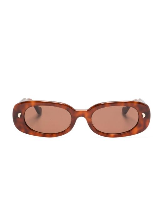 Nanushka Brown Aliza Oval-frame Sunglasses