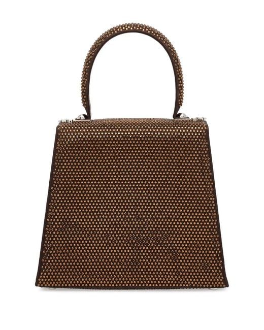 Ferragamo Brown Iconic Top Handle Crystal Bag