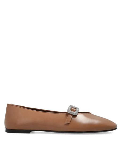 Giuseppe Zanotti Brown Georgia Buckle Ballet Flats