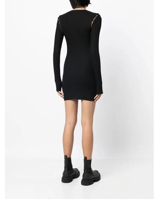 Dion Lee Black Hook And Eye Ribbed Mini Dress