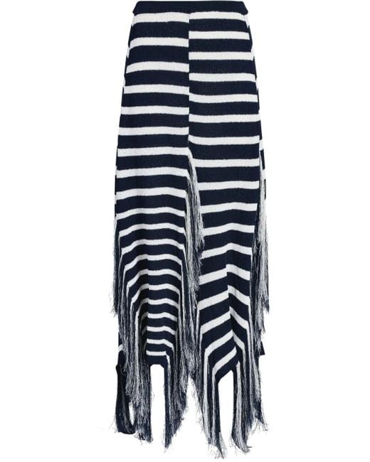 Proenza Schouler Blue Yves Skirt In Stripe Fringed Knit