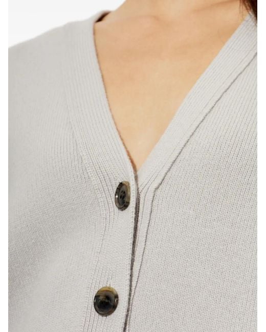 Lisa Yang White Amery V-Neck Drop-Shoulder Cardigan
