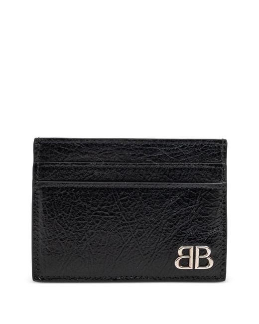 Balenciaga Black Logo-Plaque Leather Cardholder for men
