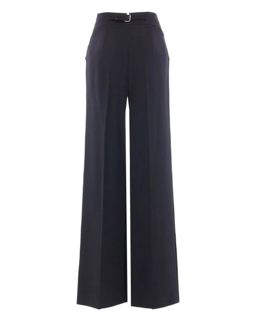 Ermanno Scervino Blue Satin-Panelled Belted Trousers