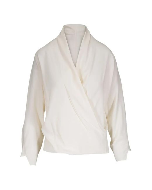 Zero + Maria Cornejo White Draped Blouse