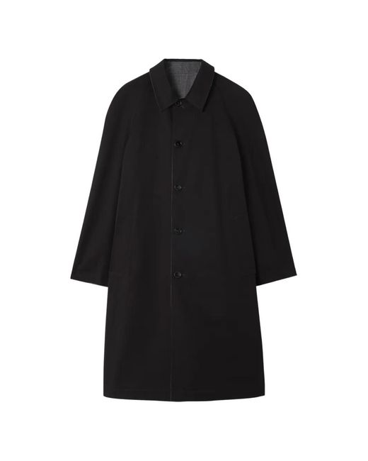Burberry Black Long Reversible Check Wool Parkbury Car Coat for men