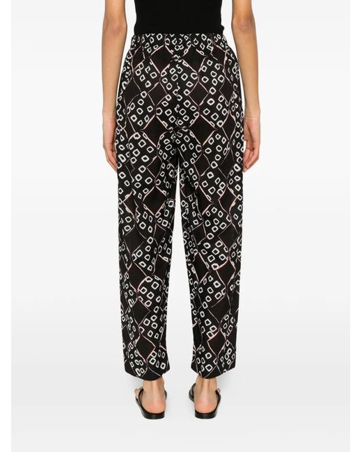 Yavi Gray Triya Geometric-Pattern Trousers