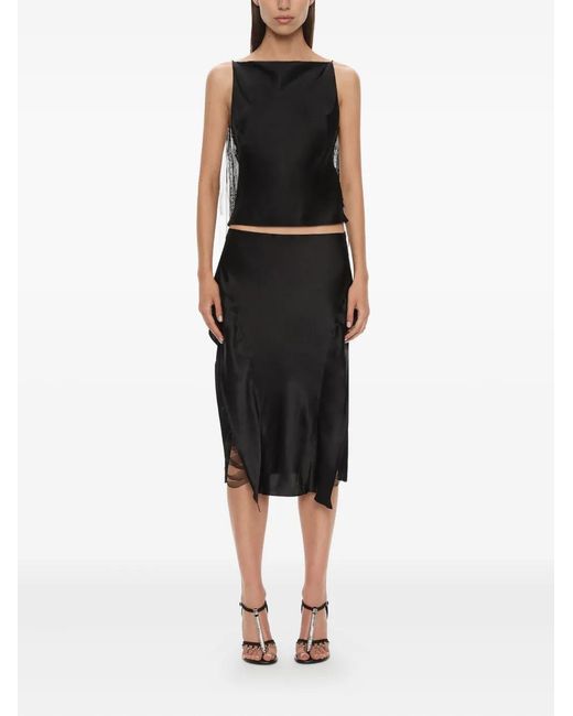 Christopher Esber Black Lattice Lace Silk Midi Skirt