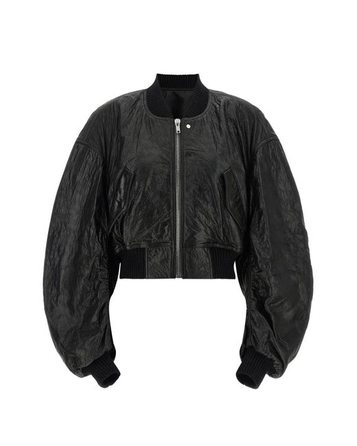 Rick Owens Black 'secchia Cropped Flight' Bomber Jacket
