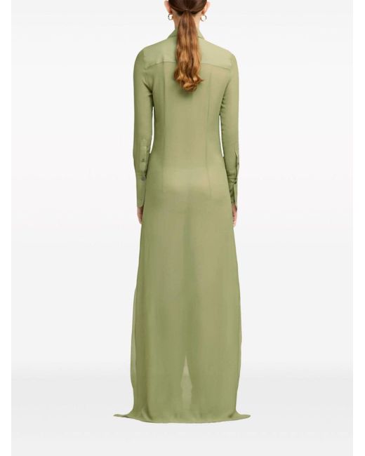 AMI Green Floor-length Silk Shirt Dress