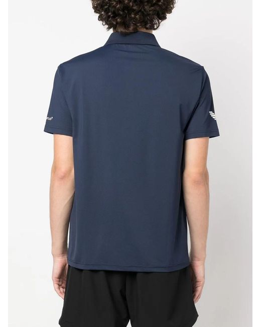 EA7 Blue Logo-Print Polo Shirt for men