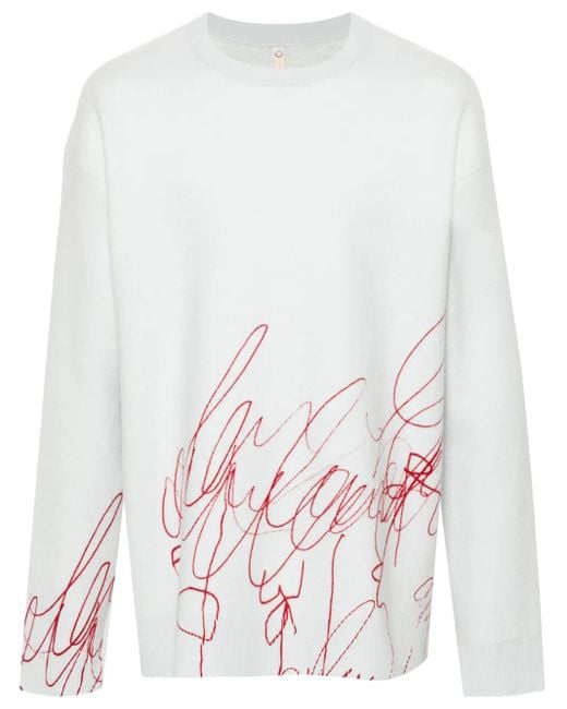 OAMC White Scribble-Print Fleece Sweater for men