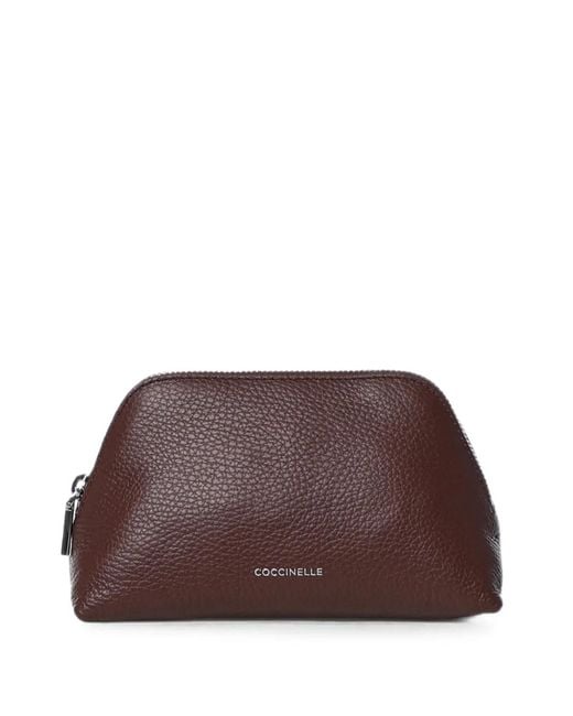 Coccinelle Brown Grained Leather Clutch Bag