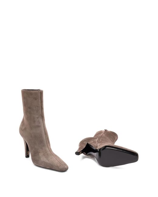 Saint Laurent Brown Suede Ankle Boots