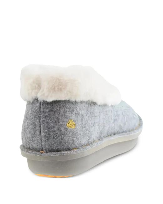 Clarks Gray Fur Trim Step Flow Low Sandals