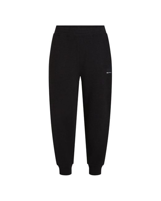 Karl Lagerfeld Black Waffle-Knit Track Pants for men