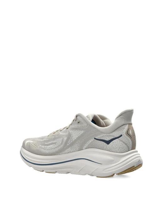 Hoka One One White Clifton 10 Lace-Up Sneakers for men