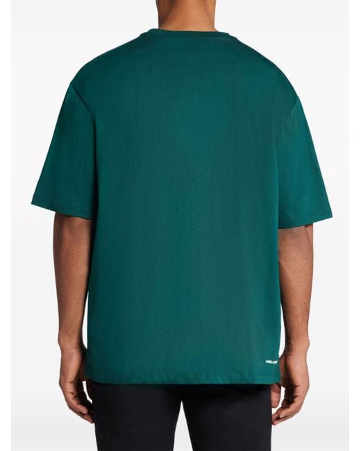 T-shirt con logo jacquard di Karl Lagerfeld in Green da Uomo