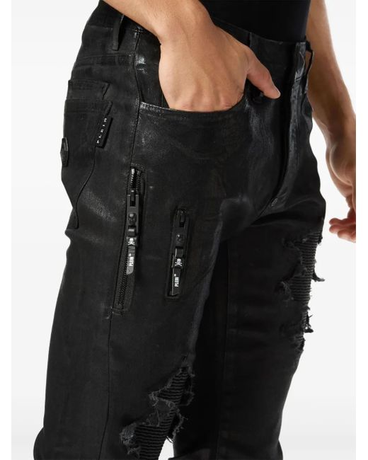 Philipp Plein Black Denim Rock Star Trousers Camouflage for men