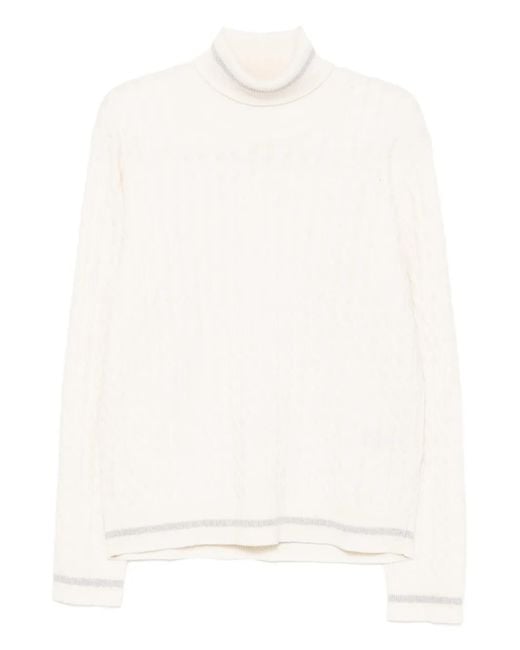 Eleventy White Cable-Knit Jumper for men
