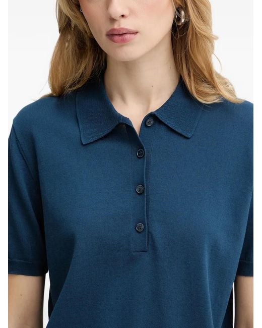 Patrizia Pepe Blue Buttoned Polo Top