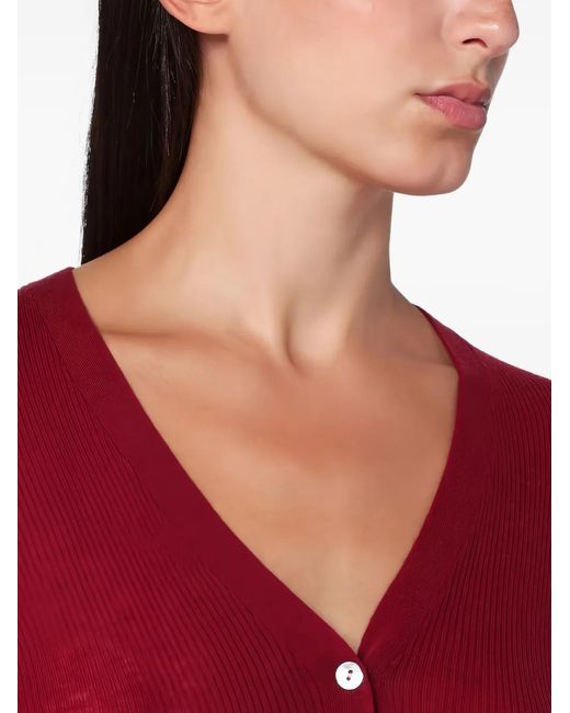 6397 Red V-Neck Button Cardigan