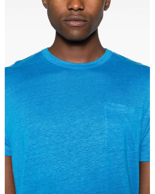 Mc2 Saint Barth Blue Ecstasea Linen T-shirt for men